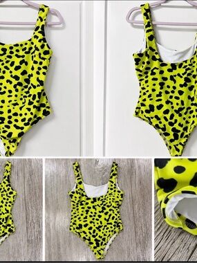 Neon Yellow Leopard Print One-Piece Swimsuit